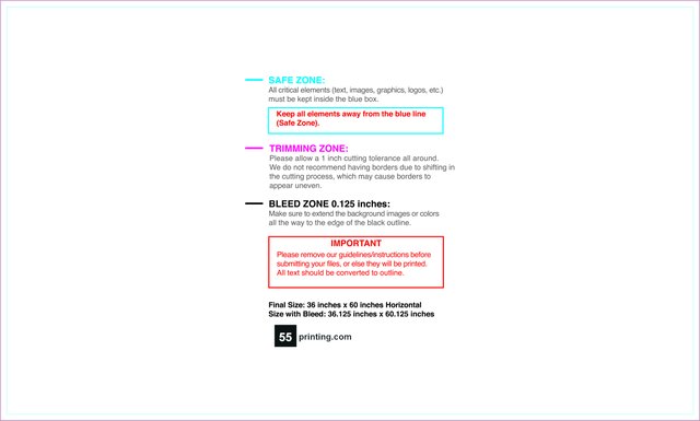 Banner 3ftx5ft H Front guideline preview