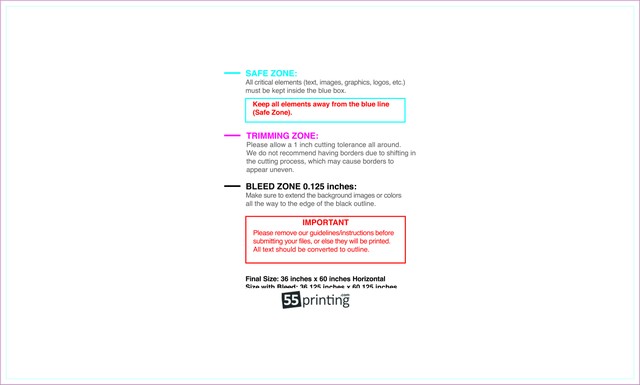 Vinylbanner 5ftx3ft H guideline preview