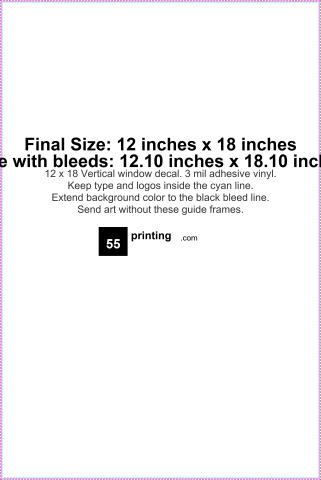 Window Decal 12inx18in V guideline preview