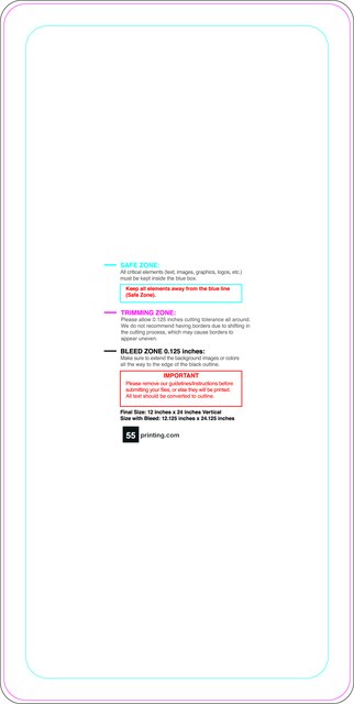 Windowdecal 12inx24in V Round Front guideline preview
