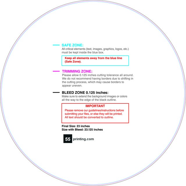 Windowdecal Circle 23in Front guideline preview