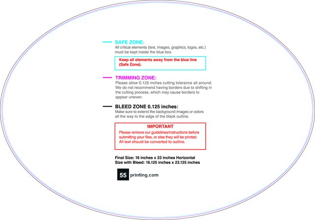 Windowdecal Oval 16inx23in Front guideline preview