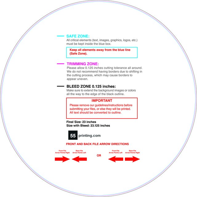 Yardsign Circle 23in Front guideline preview