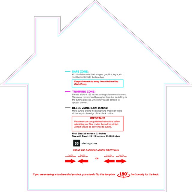 Yardsign House 23inx23in Front guideline preview