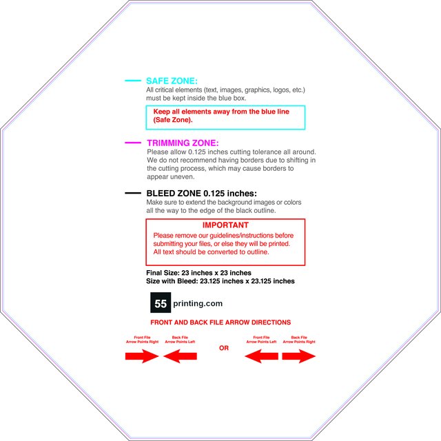 Yardsign Octagon 23inx23in Front guideline preview