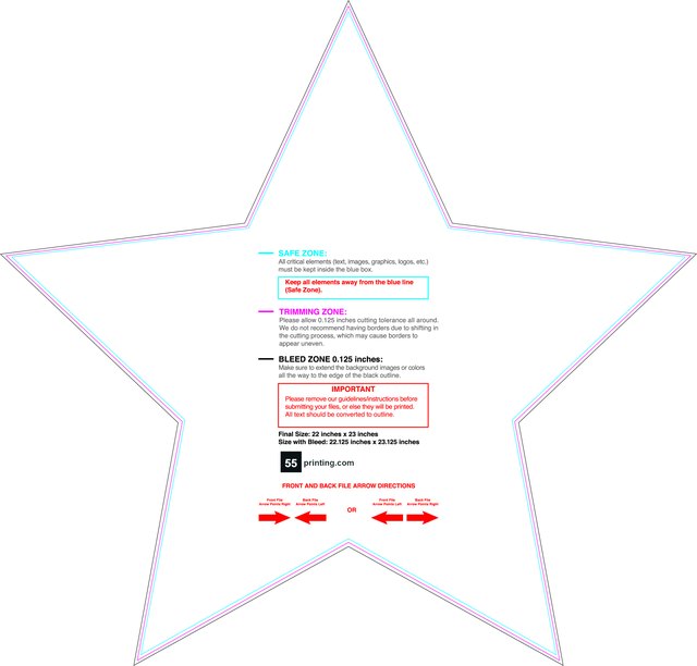 Yardsign Star 22inx23in Front guideline preview