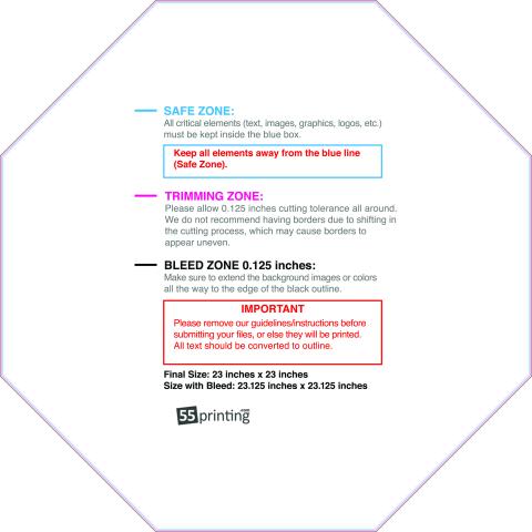 Yardsign Octagon 23inx23in guideline preview