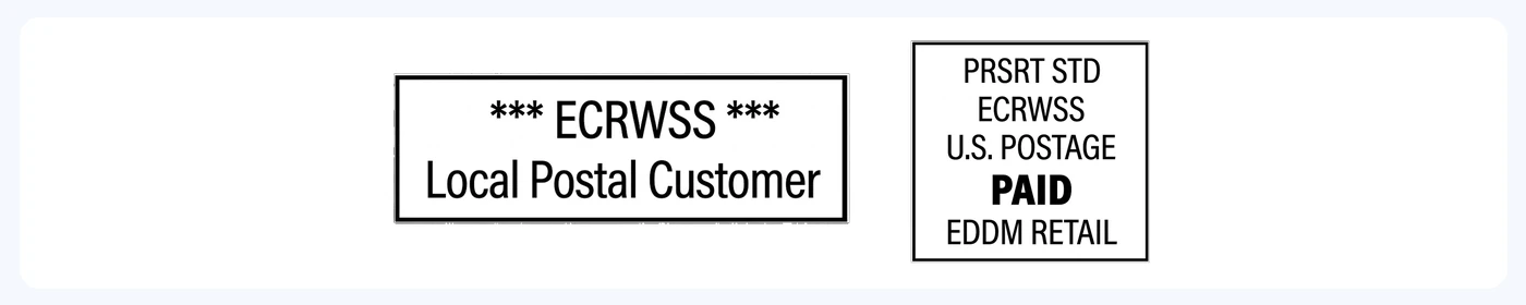 Official EDDM postage box and Local Postal Customer address box