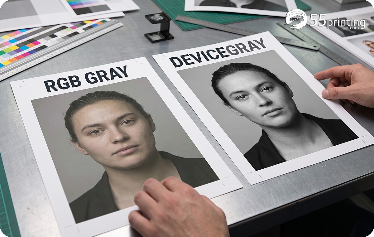 RGB gray pixels compared with a one-channel DeviceGray PDF object