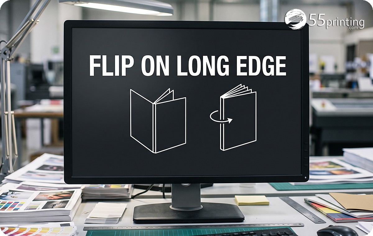 Print operator confirming two-sided and flip edge settings
