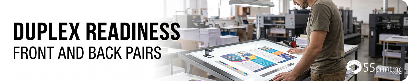 Duplex PDF pages paired front and back with long-edge and short-edge flip