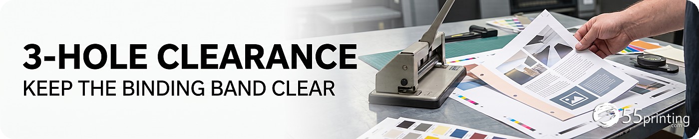 Three hole punch clearance band along the left side of a PDF page