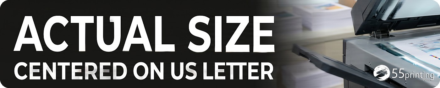 Print PDF actual size tool showing a smaller page centered on US Letter
