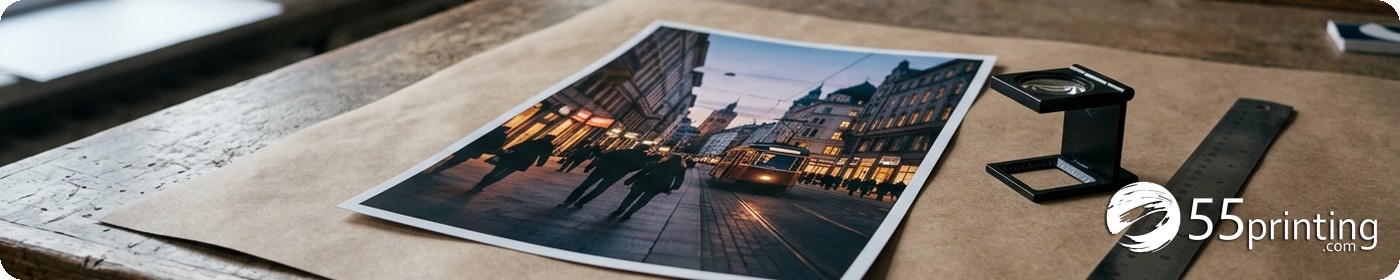 Print desk recovering soft flyer lettering while the photo background stays intact