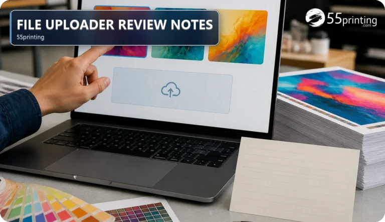 55printing File Uploader: Clear Files and Review Notes