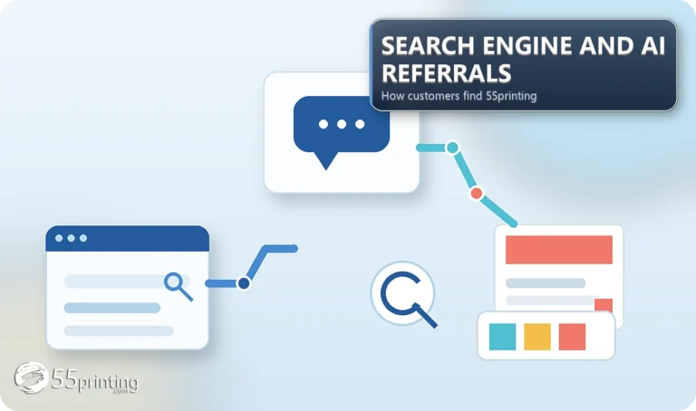 Search Engine and AI Referrals at 55printing