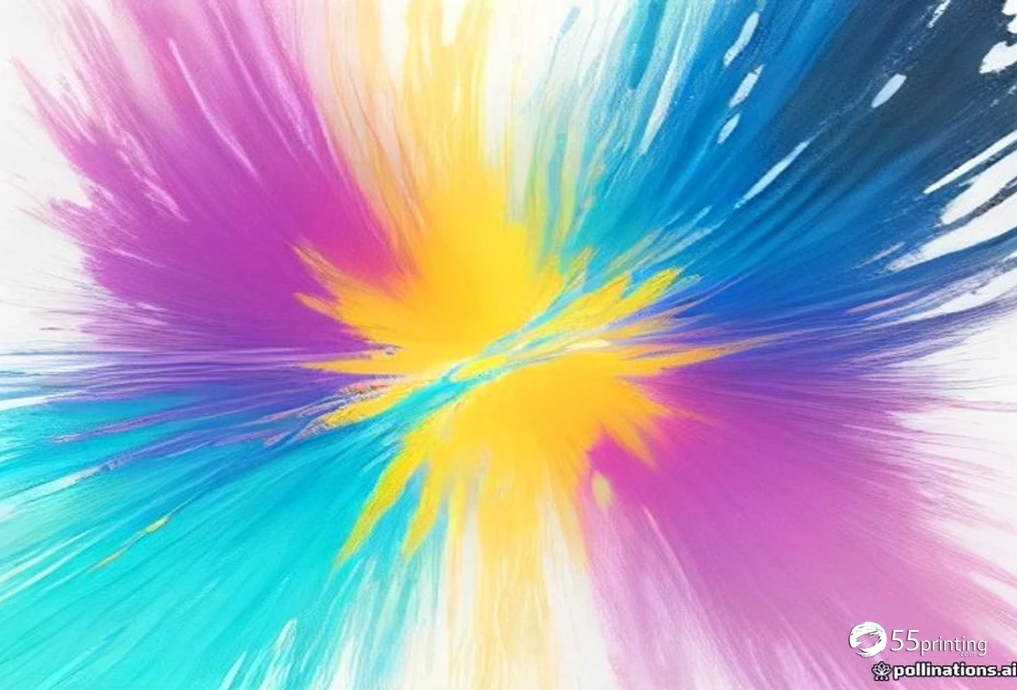 Abstract macro of vivid CMYK ink smears on white art paper at a print shop