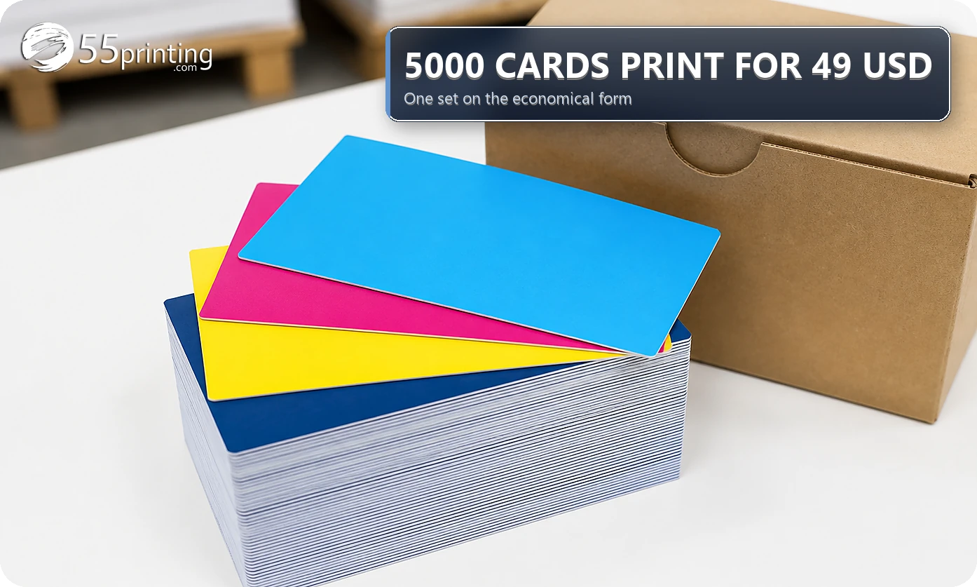 Stack of 5000 business cards ready for the 49 USD print deal