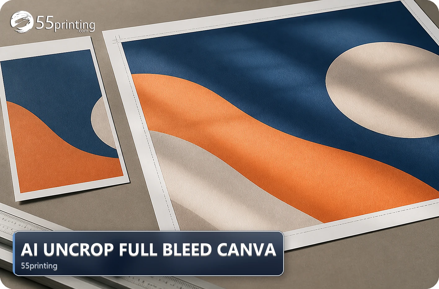 A Canva flyer edge is extended beyond the cut line and checked for a clean full bleed