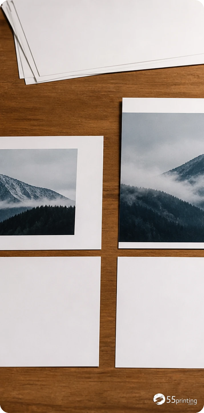 AI Uncrop result review comparing smooth background, invented detail, crop, and proof readiness