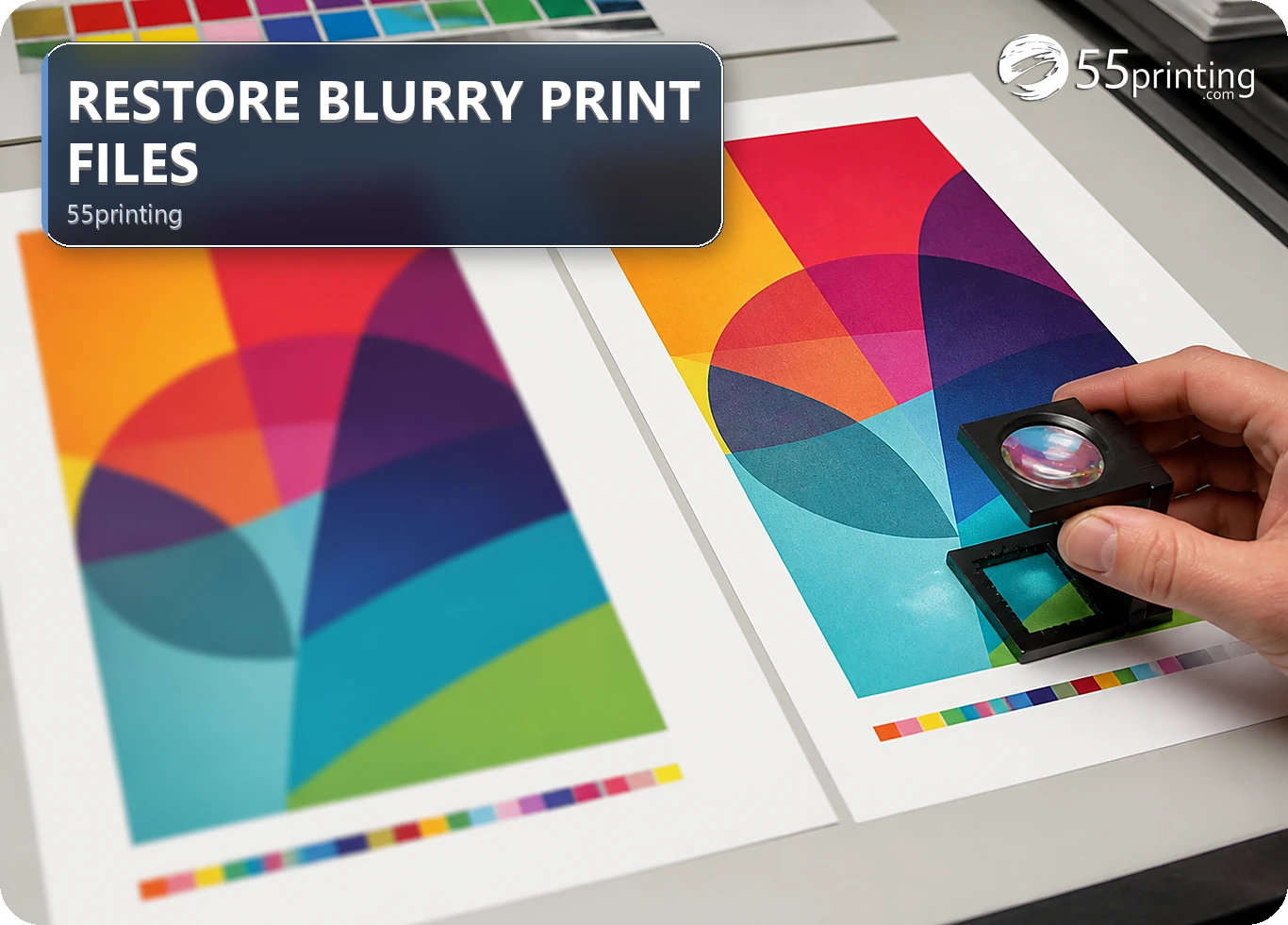 Two abstract artwork proofs compared for softness and edge clarity