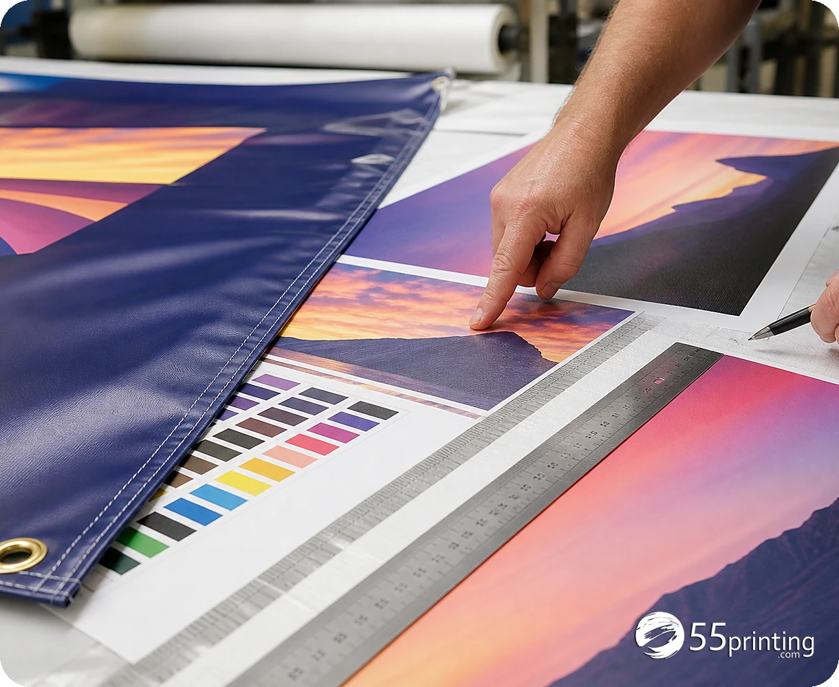 Yard sign artwork is compared at product scale for text edges and image detail
