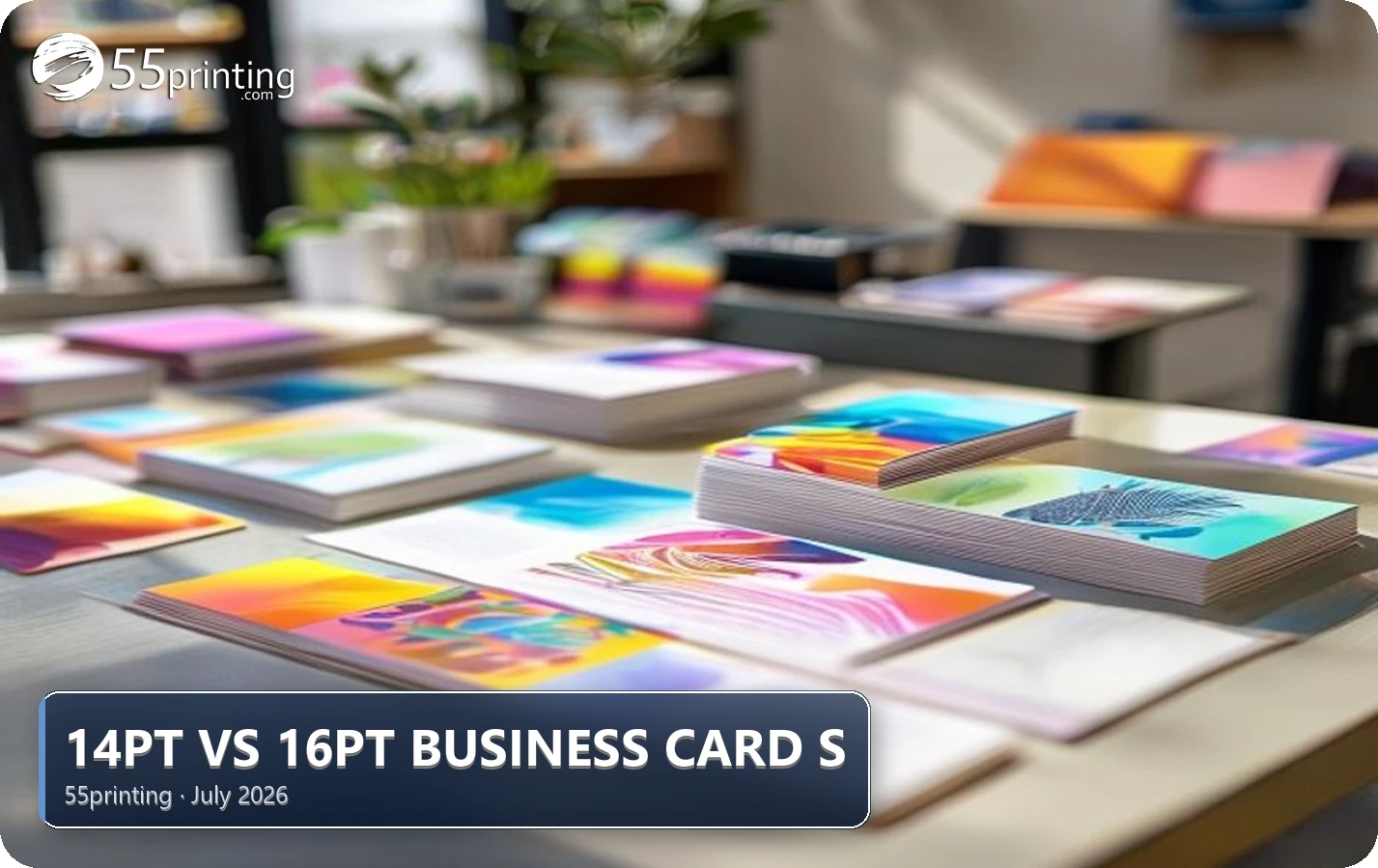 Side by side 14pt and 16pt business card stock thickness comparison