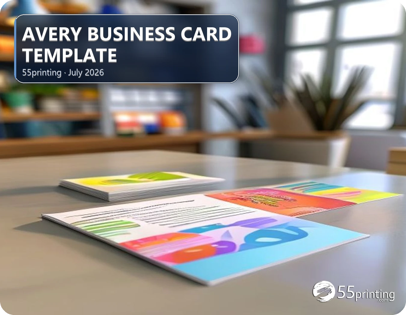 Avery-style card sheet concept beside commercially printed business cards