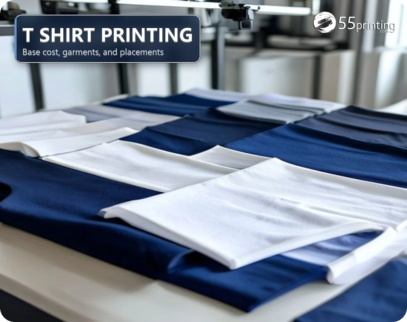 Stack of white crew neck t-shirts with front print ready for packing