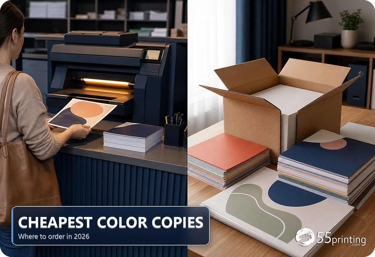 Production printing press running low-cost color copy jobs in bulk