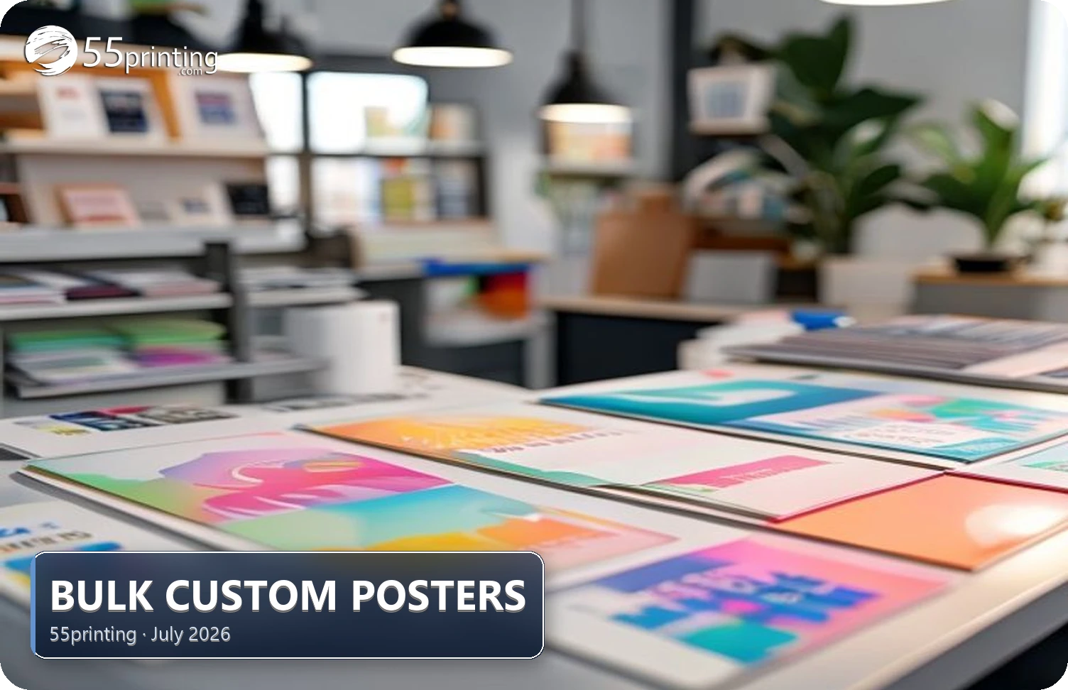 Bulk stacks of custom color posters ready for multi-location campaigns
