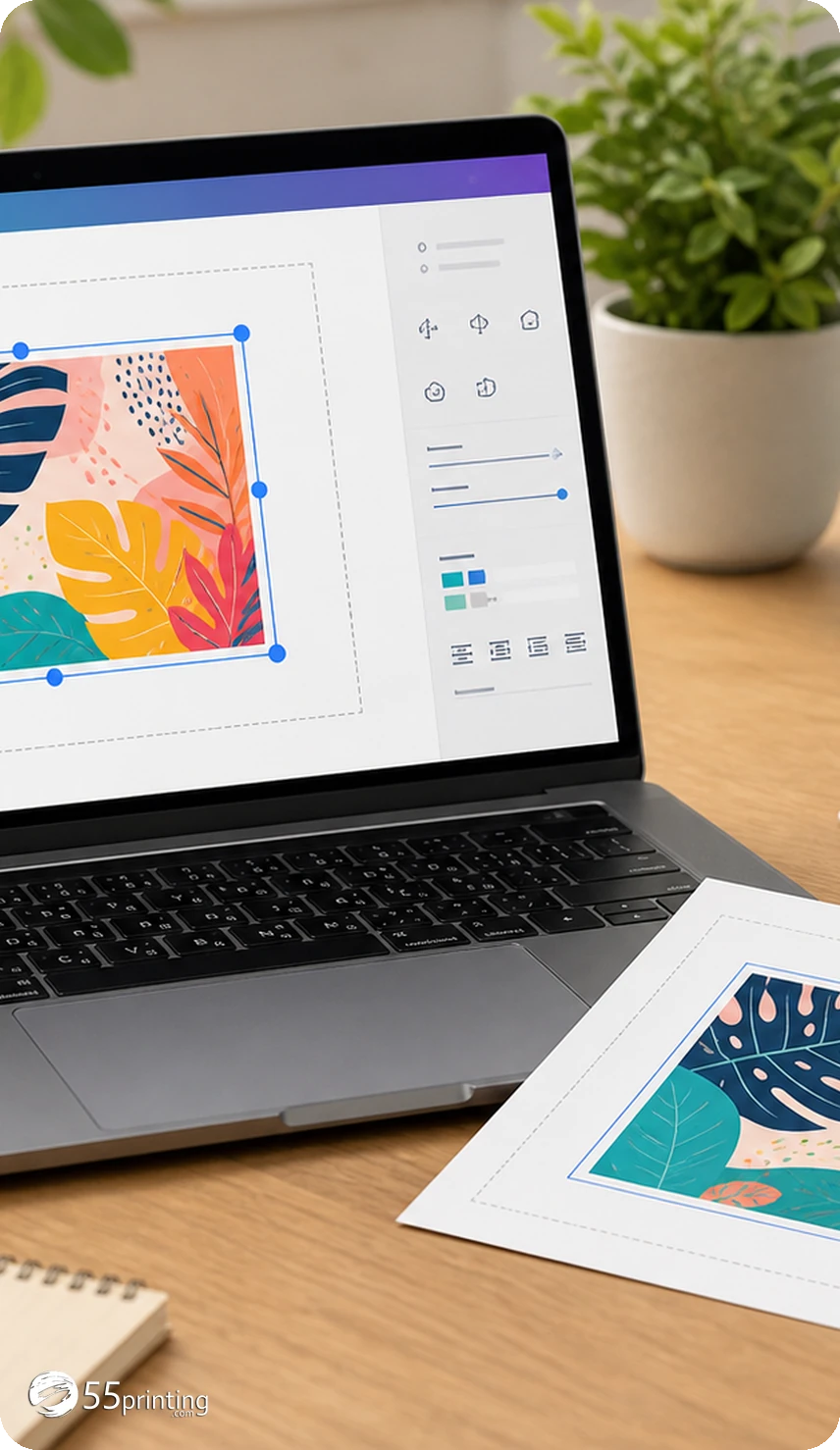 File uploader screen with three artwork thumbnails and a blank review-note area