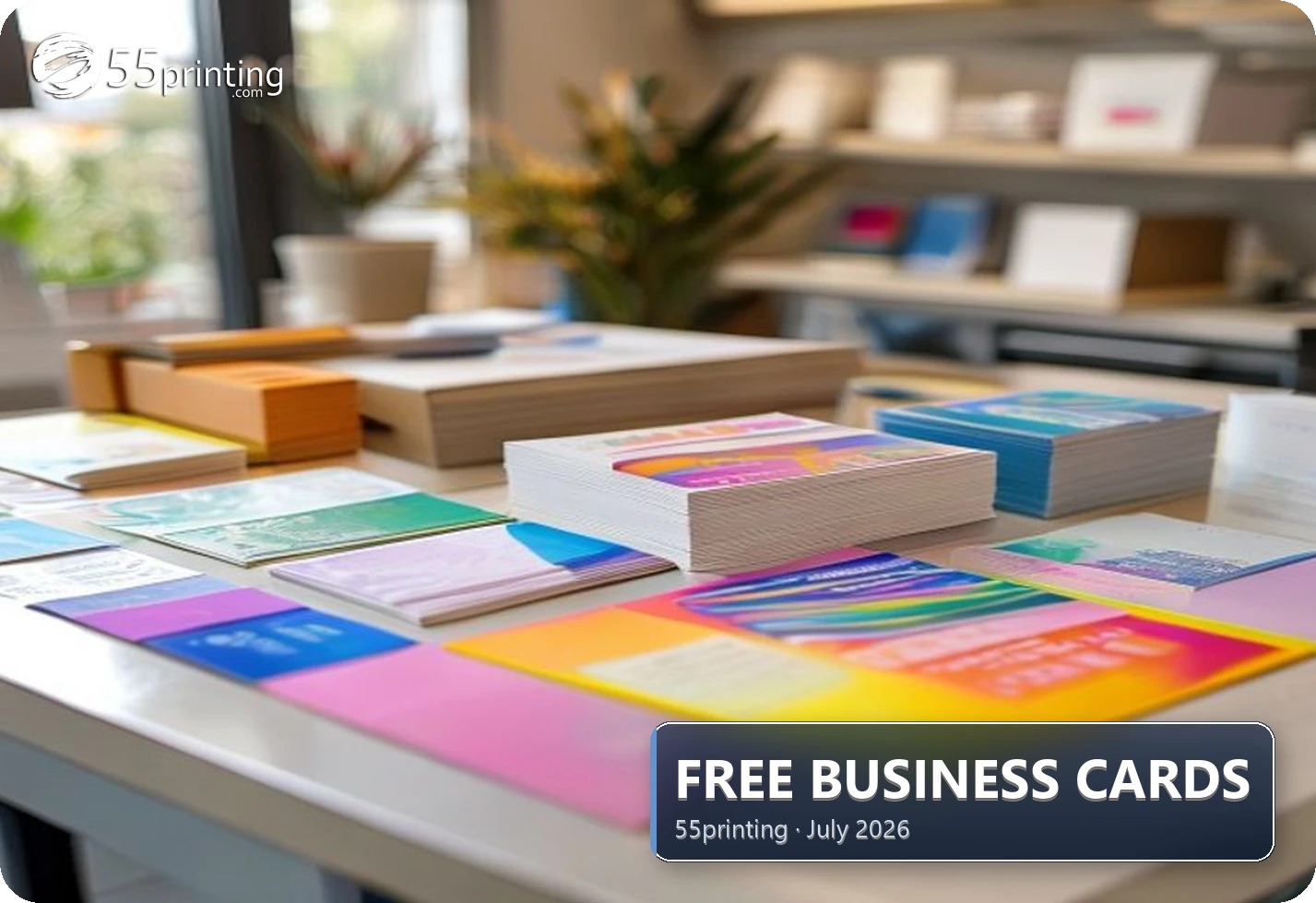 Business cards and a checklist clarifying what free offers include