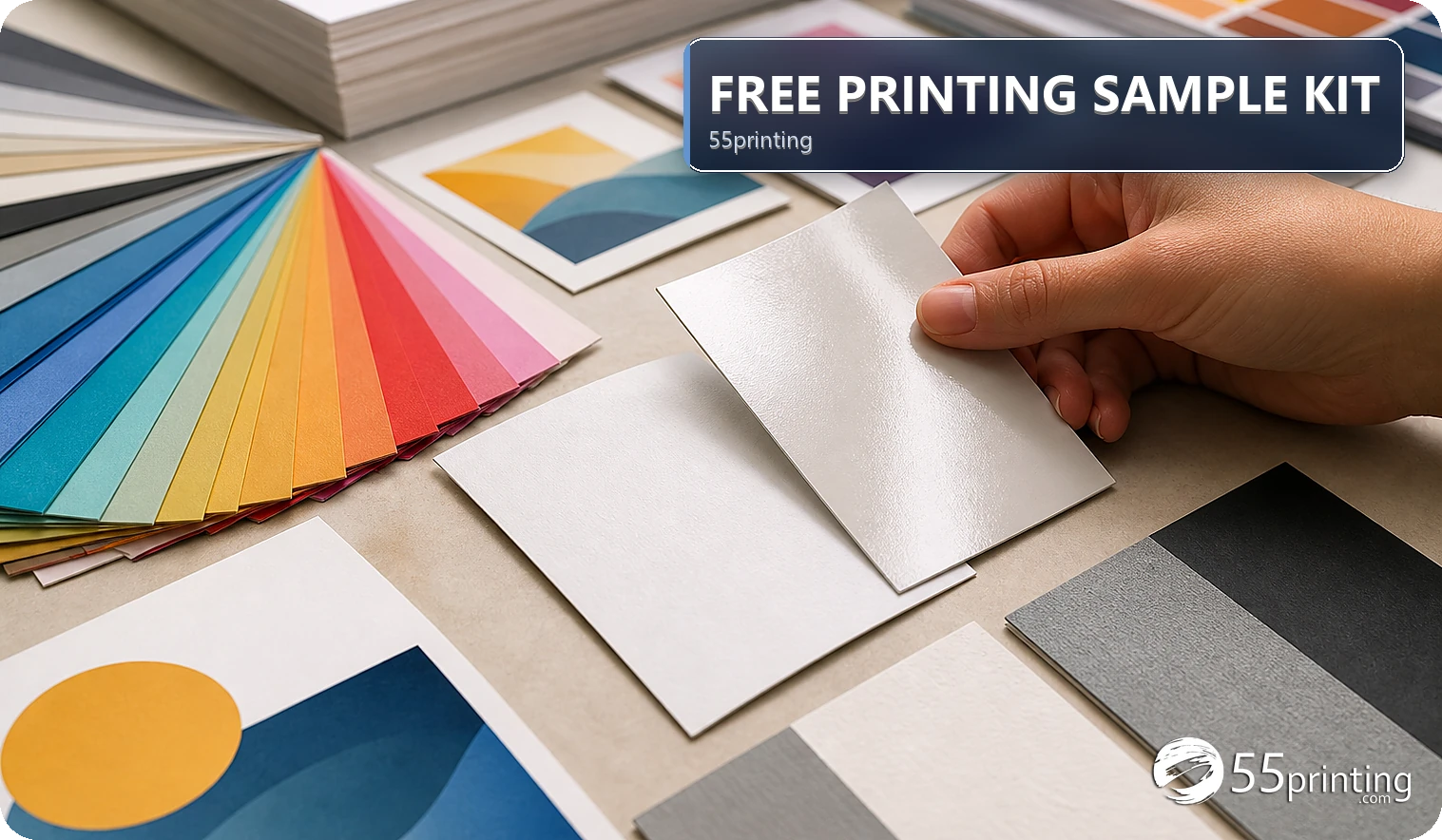Paper and coating samples arranged for a physical print-stock comparison