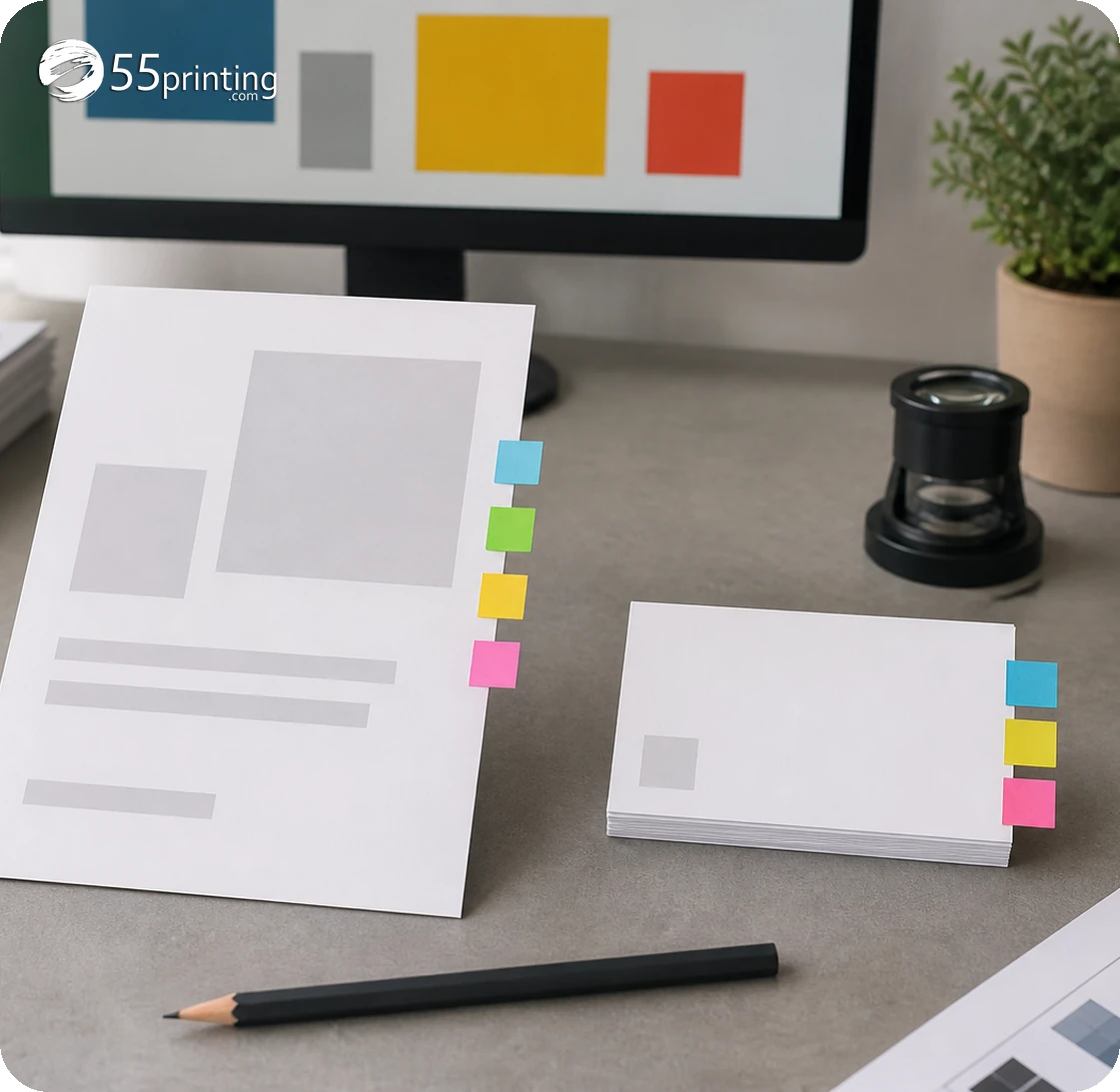 Business card copy is compared character by character with approved contact details before proof