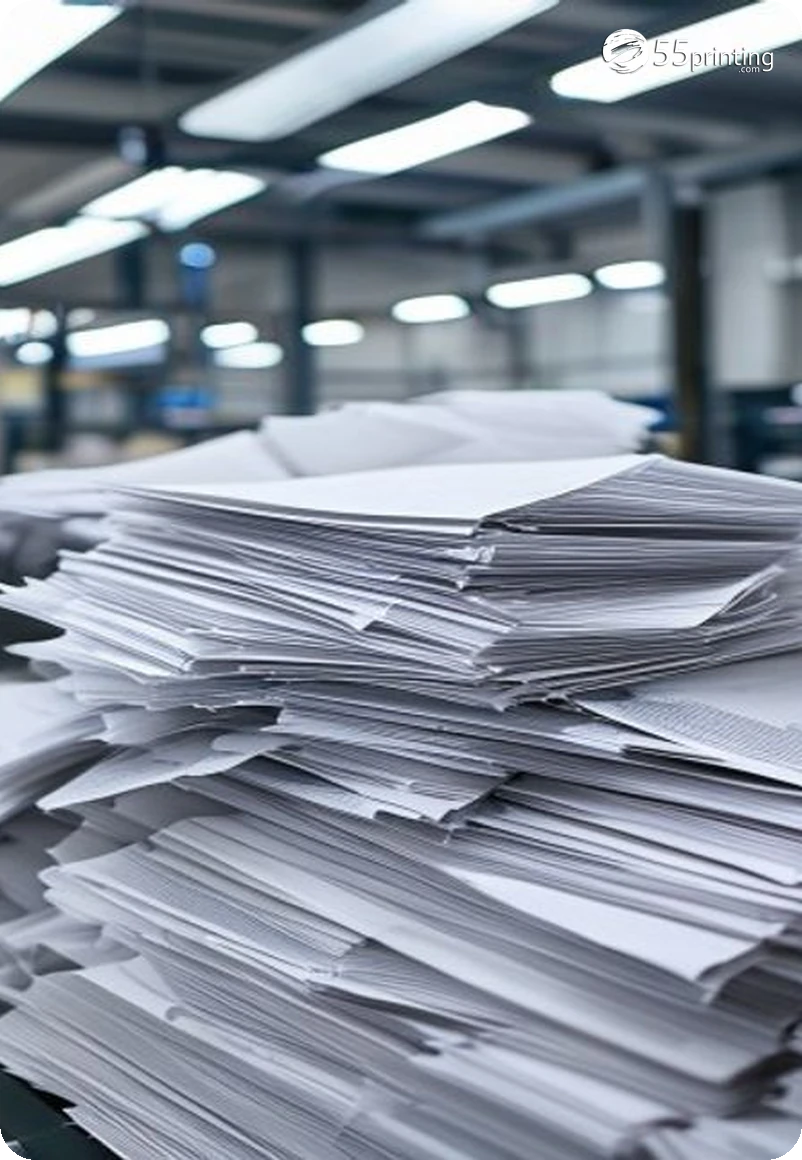 Neatly stacked black and white document copies ready for a training binder