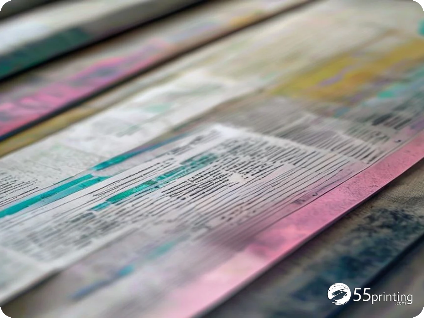 Close-up of full color document pages showing ink coverage differences