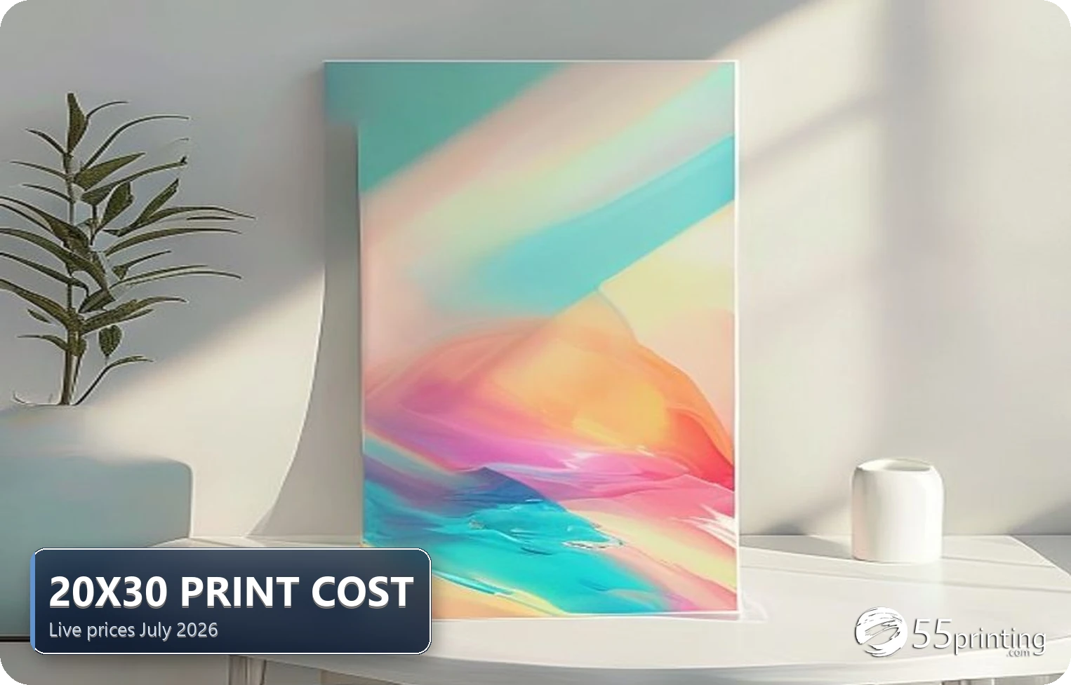 Large colorful 20 by 30 inch poster print on a clean studio table