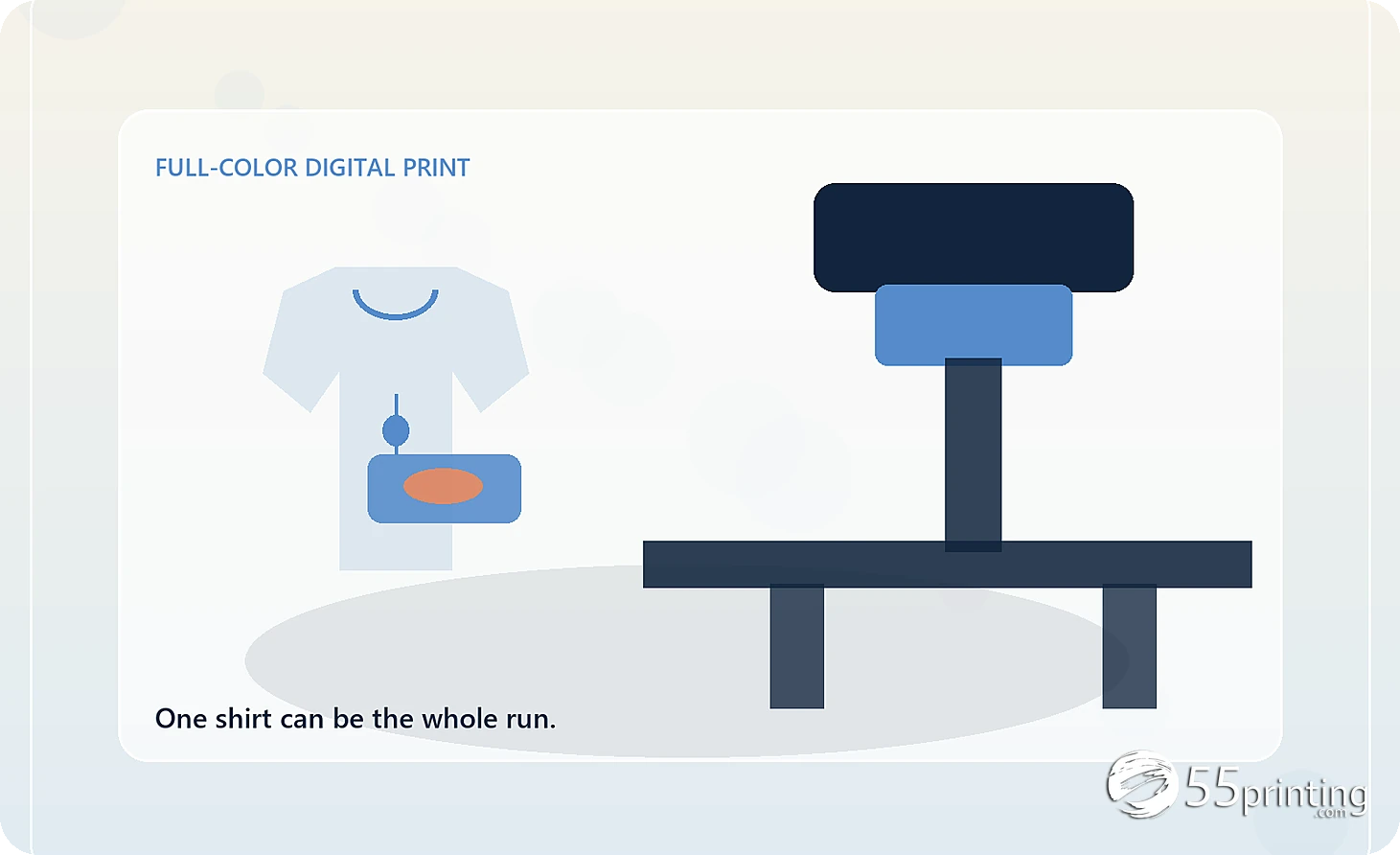 Direct to garment press printing a full color logo on a white custom t-shirt