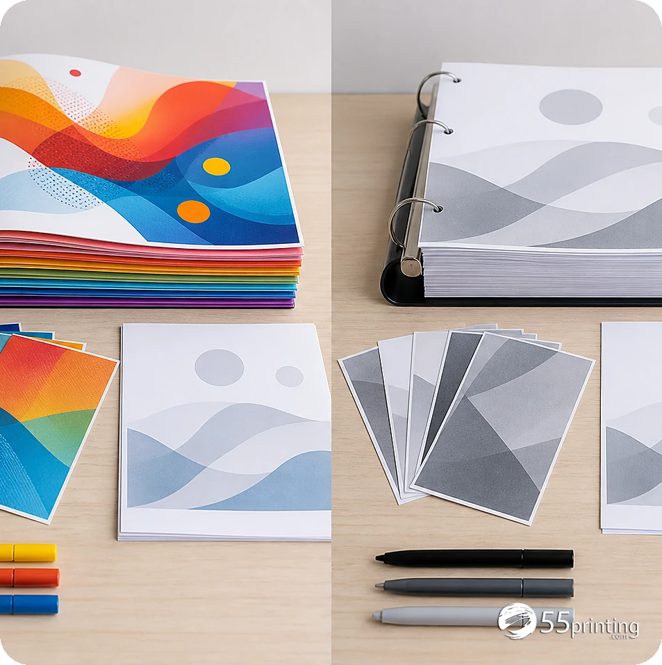 A merged binder PDF is compared page by page for sequence, crop, orientation, and image detail