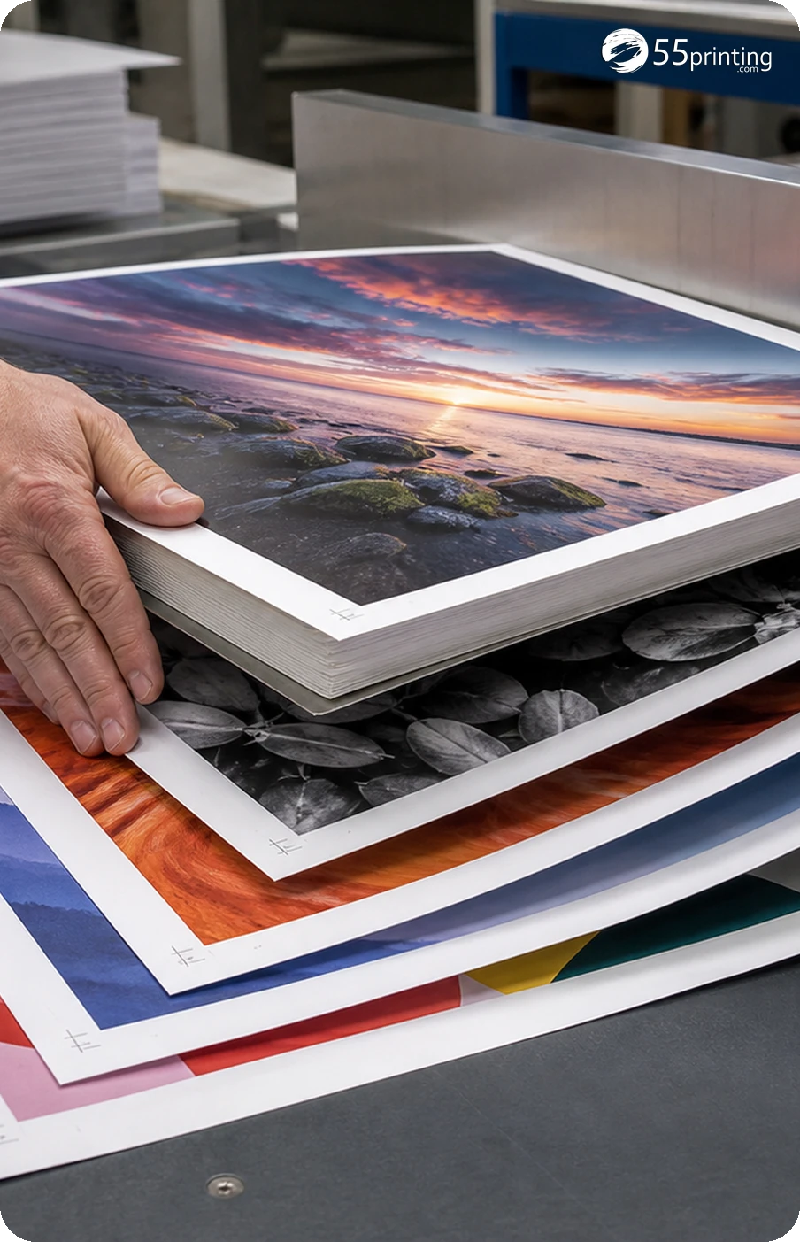 Different image proofs aligned into one ordered stack for a print-ready PDF