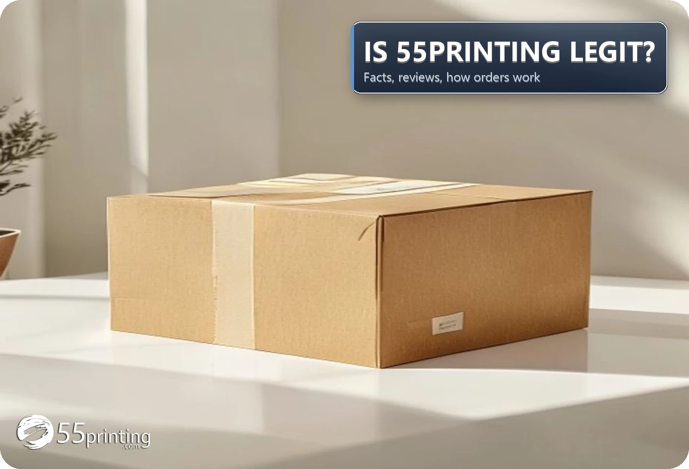Professionally packaged printing order in a shipping box ready for delivery