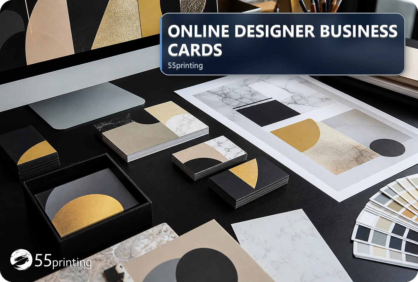 A business-card design is checked against its product canvas before proof review