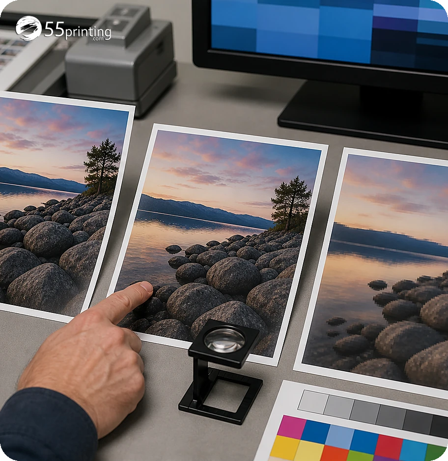 A print export checklist marks page size, small type, thin lines, and page order