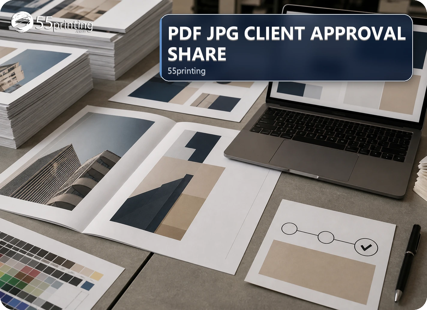 A client review copy is compared with a source PDF before print handoff