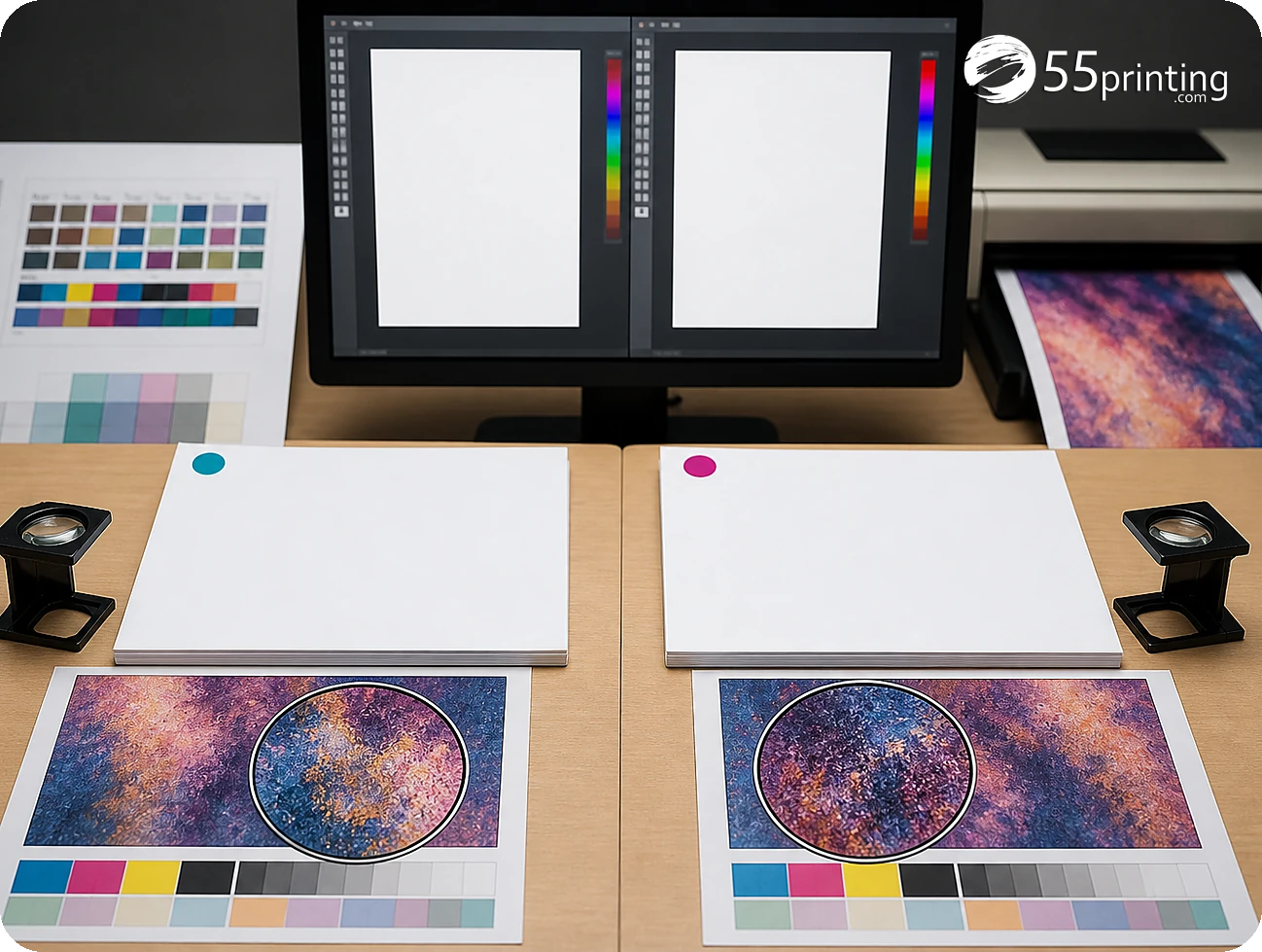 A JPG export is checked against the original PDF for crop, page size, small text, and logo detail