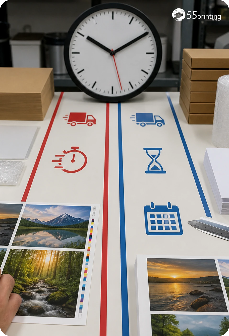 A rush request lists deadline, source readiness, product, proof questions, and open risks