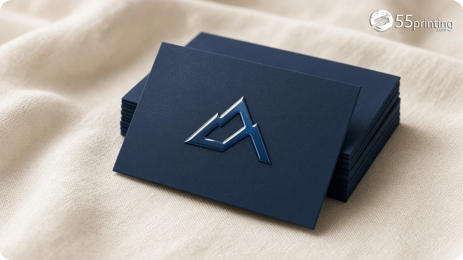 Spot UV business cards with clear shine on the logo and a dull matte field