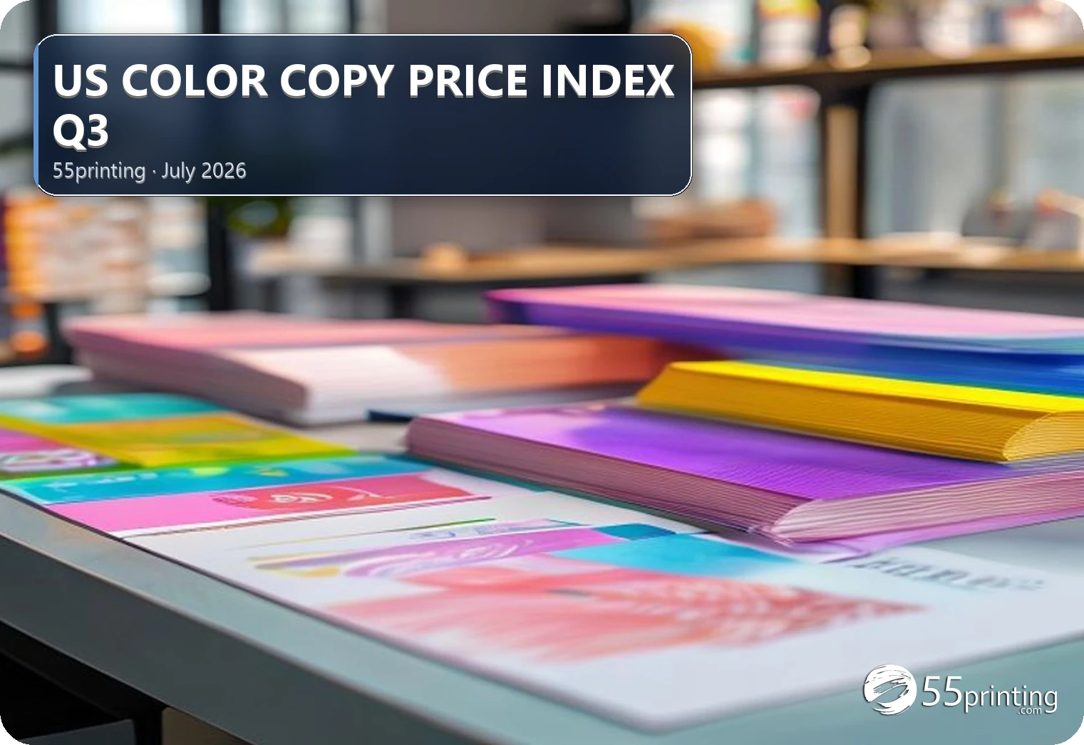 Chart-like stack of color copy samples representing a price index