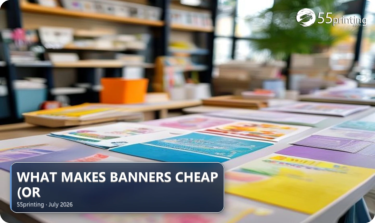 Vinyl banners of different sizes showing cost drivers like grommets and hems